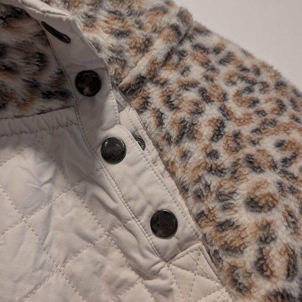 ABERCROMBIE & FITCH Assymetrical Snap-up Leopard Fleece Sweater Jacket Medium - Picture 5 of 9